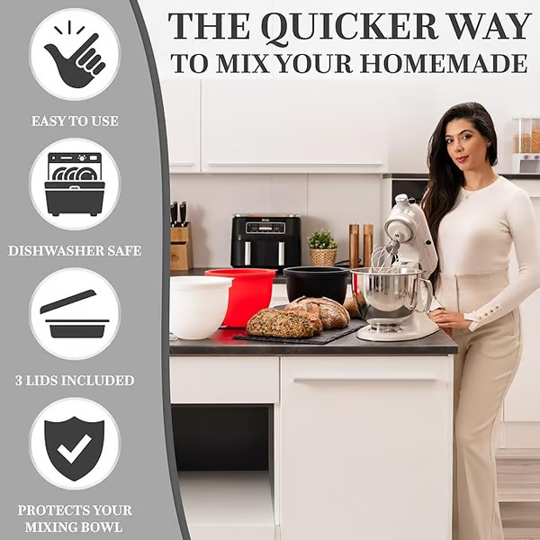 🍰5 Qt Tilt-Head Mixer Silicone Liners - No Extra Bowls Needed