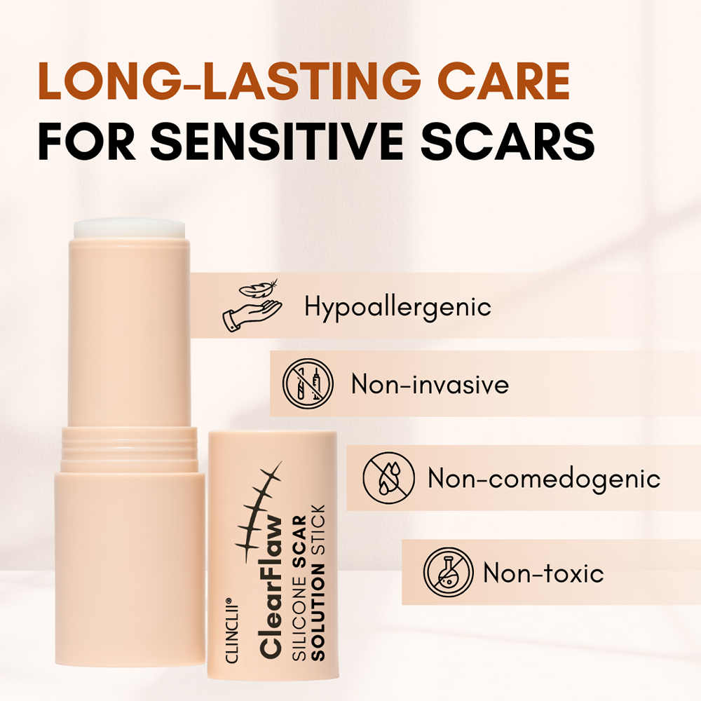 Clinclii® ClearFlaw Silicone Scar Solution Stick