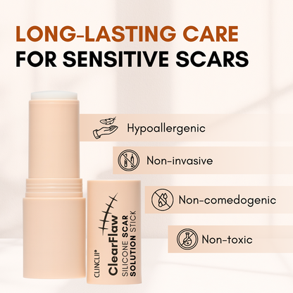 Clinclii® ClearFlaw Silicone Scar Solution Stick