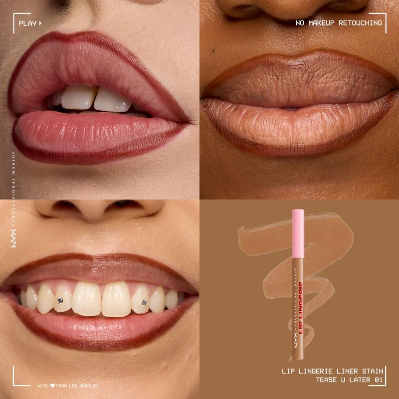 Lip Lingerie Sculpting Lip Liner Stain - Lightweight, fade-resistant, waterproof, AQA Professional Makeup
