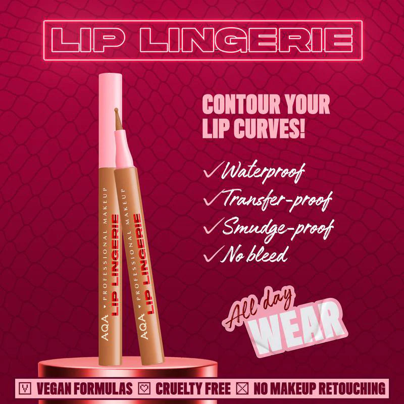 Lip Lingerie Sculpting Lip Liner Stain - Lightweight, fade-resistant, waterproof, AQA Professional Makeup